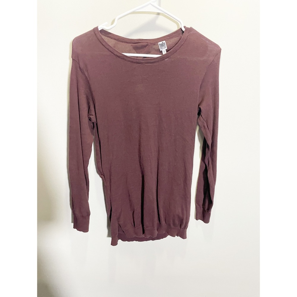 Free Press Womens Plum Mauve Open Drape Back Long Sleeve Knit Top‎ XS
